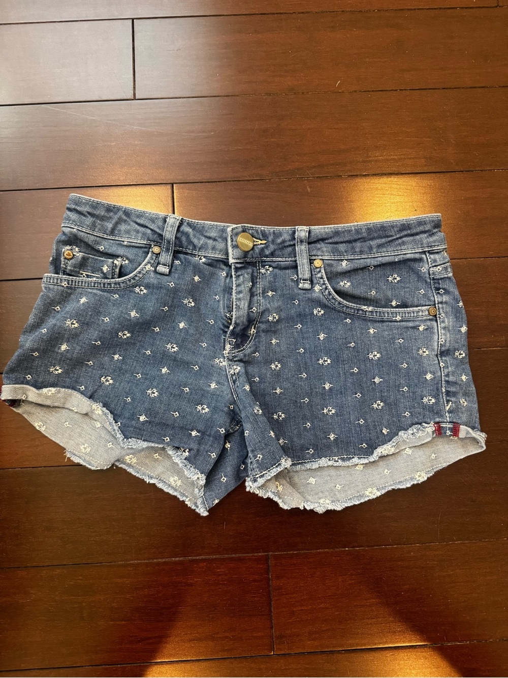 Sanctuary Blue Embroidered Denim Short Shorts